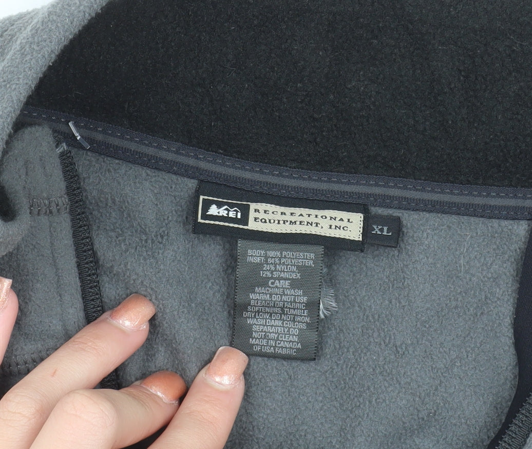 REI Men's Grey Full Zip Fleece Jacket XL Outdoor Hiking