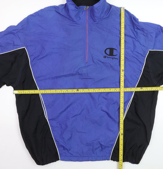 Champion Men's Blue XL Windbreaker 1/4 Zip Nylon Retro Sports Jacket