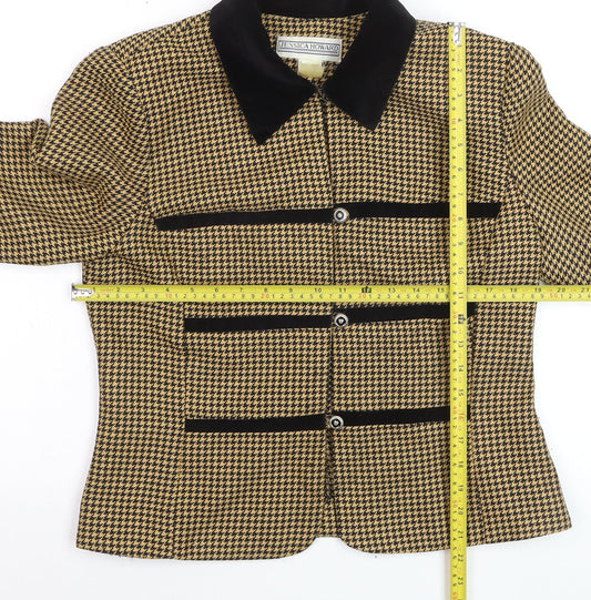 Jessica Howard Womens Beige Black Houndstooth Suit Jacket Size 12 Classic Style