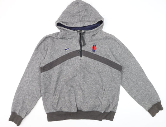 Nike Men's Grey Elite 1/2 Zip Hoodie Size L Athletic Fit