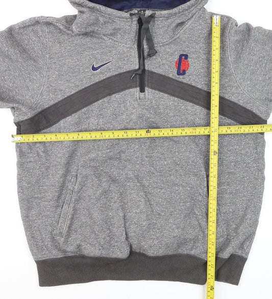 Nike Men's Grey Elite 1/2 Zip Hoodie Size L Athletic Fit
