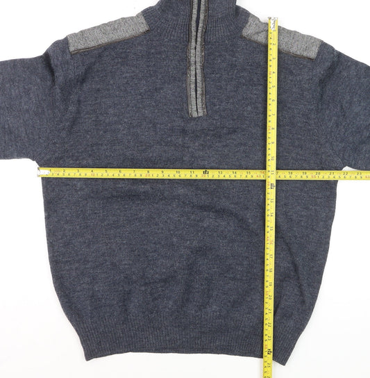 Ocean Sport Men's Blue Wool Blend Half Zip Jumper M