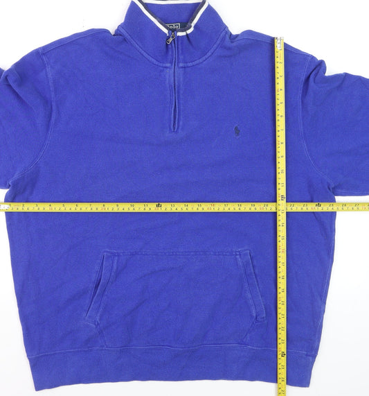 Polo Ralph Lauren Men's Blue XL 1/4 Zip Cotton Sweatshirt