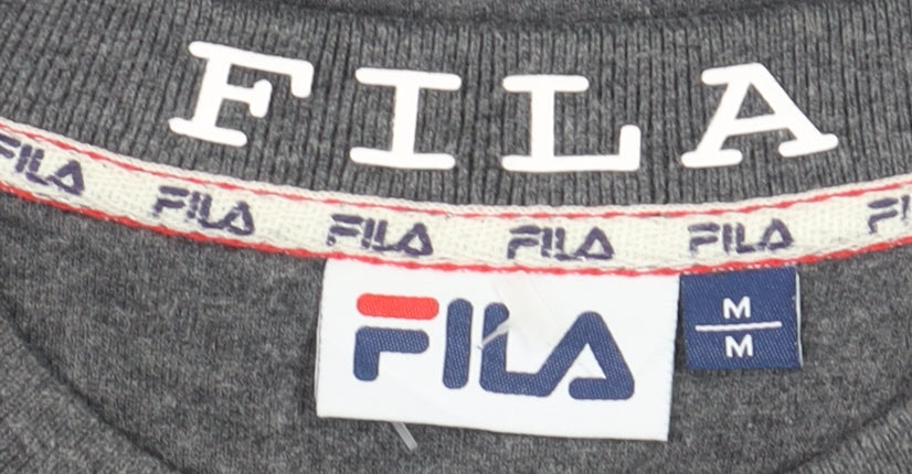 FILA Men's Grey Logo Pullover Sweatshirt M Regular Fit