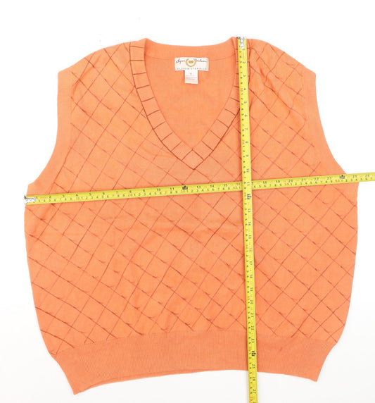 Byron Nelson Men’s Orange Cotton Argyle V-Neck Golf Vest XL