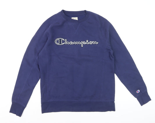 Champion Men's Blue Small Pullover Sweatshirt Crew Neck Logo Sportswear