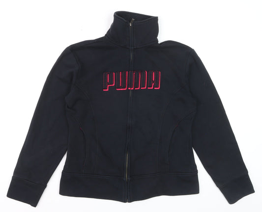 Puma Women Black Full Zip Sweatshirt Size 14 Classic Fit