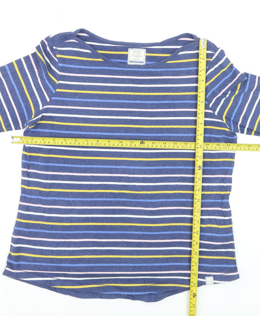 Fat Face Womens Blue Striped Long Sleeve Cotton Breton T-Shirt Size 16