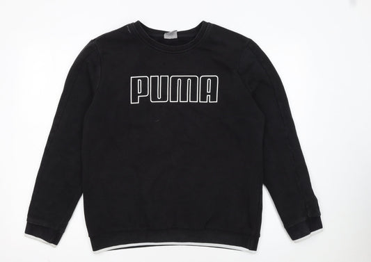Puma Womens Black Crew Neck Pullover Sweatshirt Size 16
