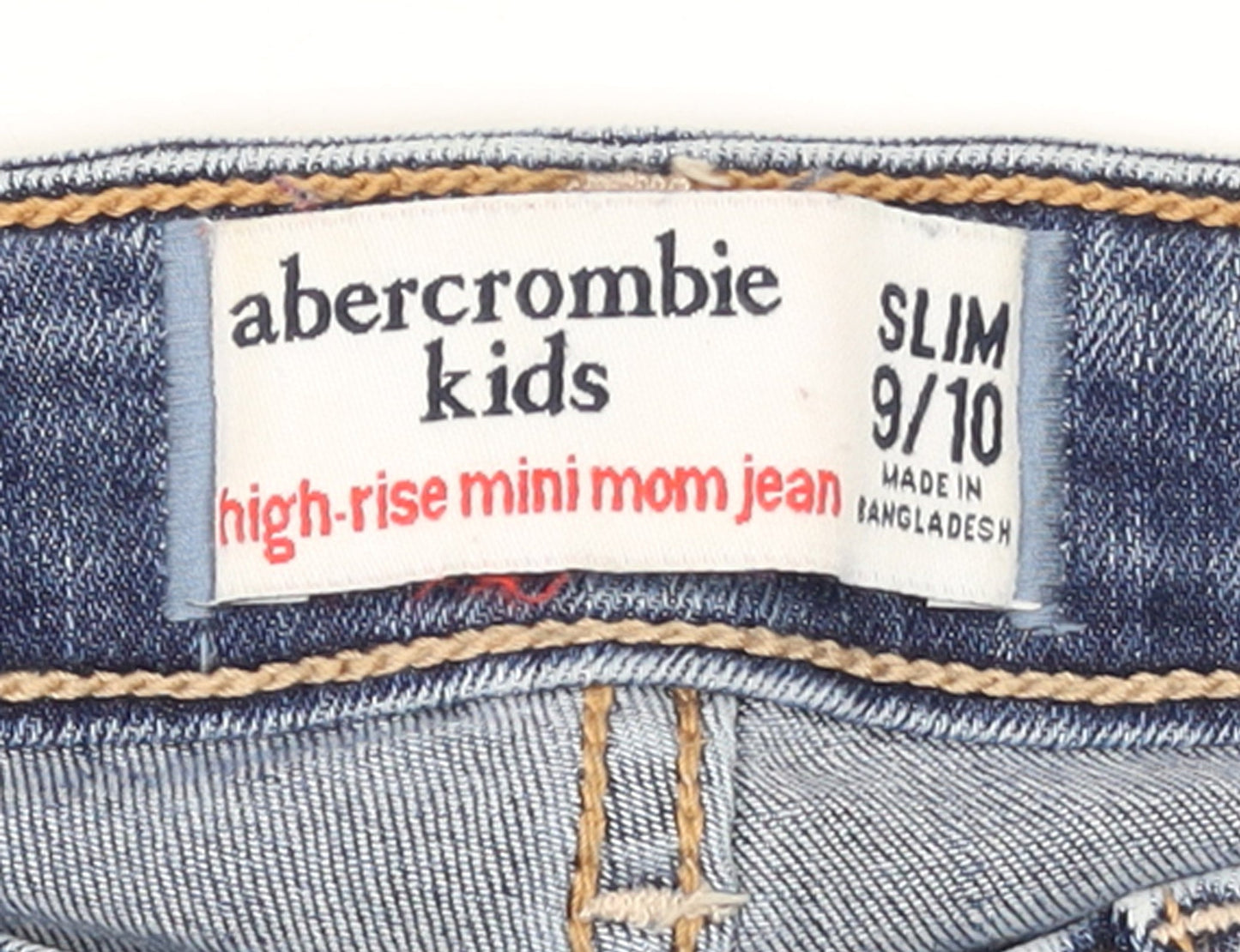 Abercrombie Kids Girls Blue High-Rise Slim Ripped Ankle Jeans 9-10 Years