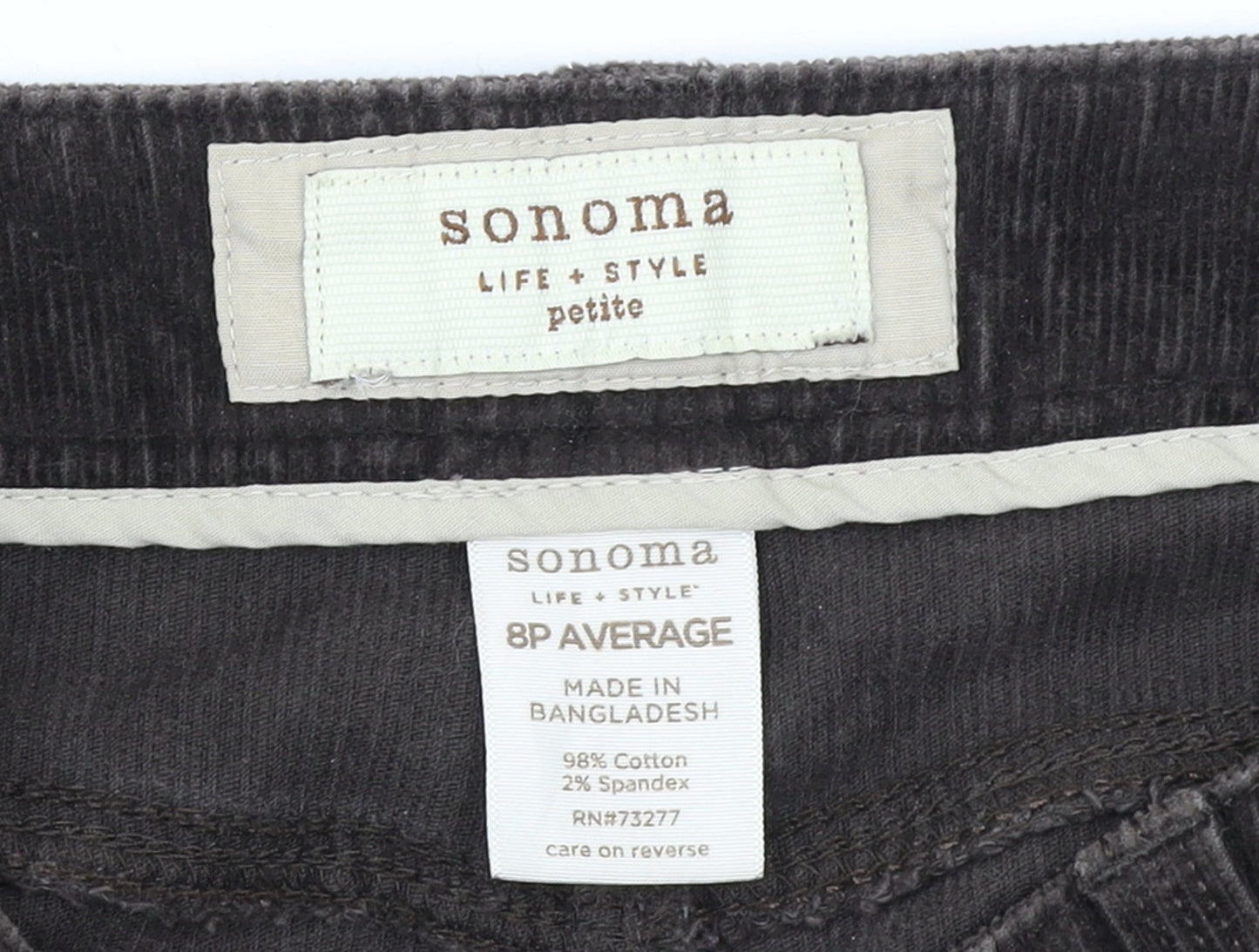 Sonoma Women’s Brown Corduroy Petite Chino Trousers Size 8P
