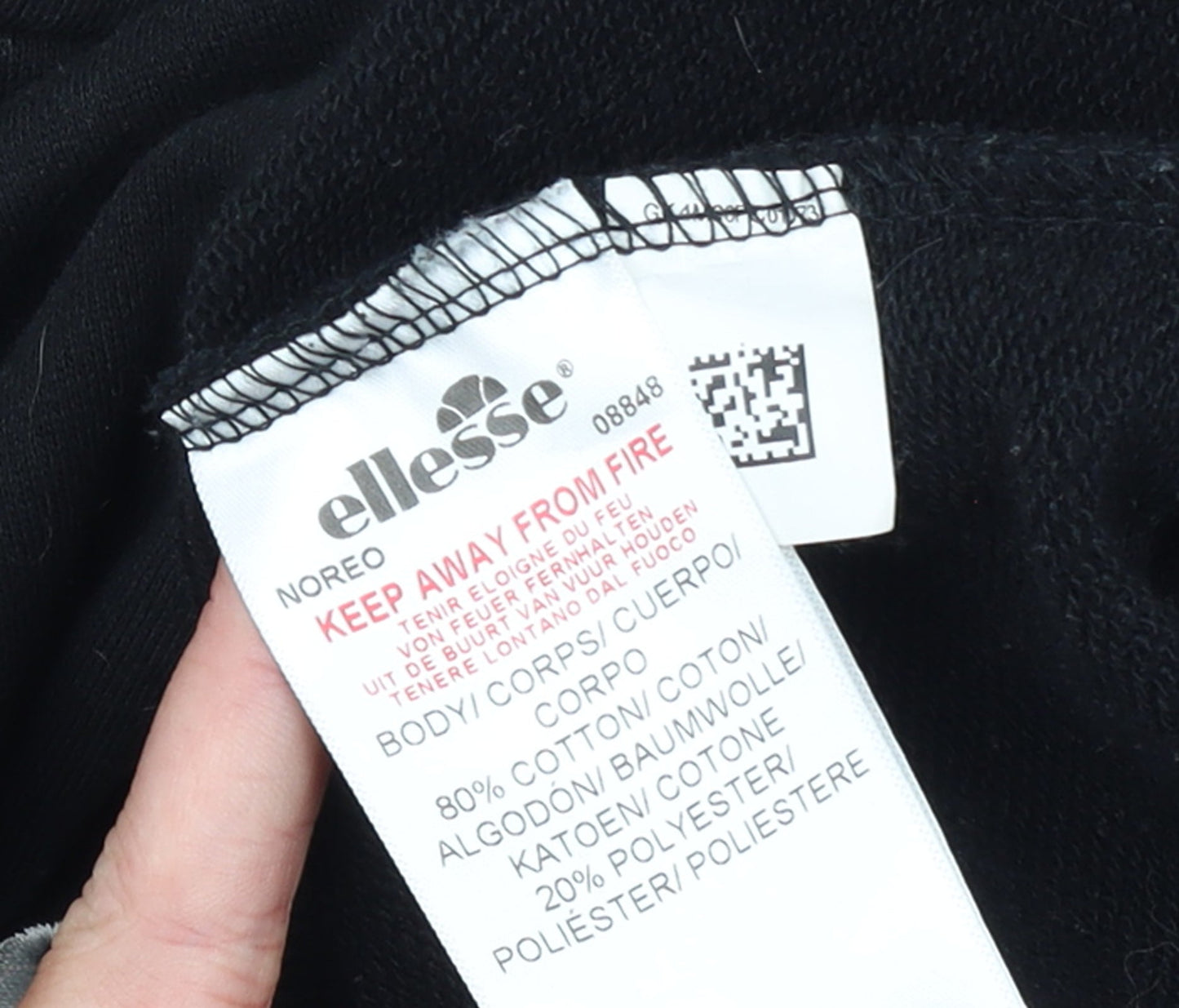 Ellesse Womens Black Hoodie UK 10 Cotton Blend Pullover