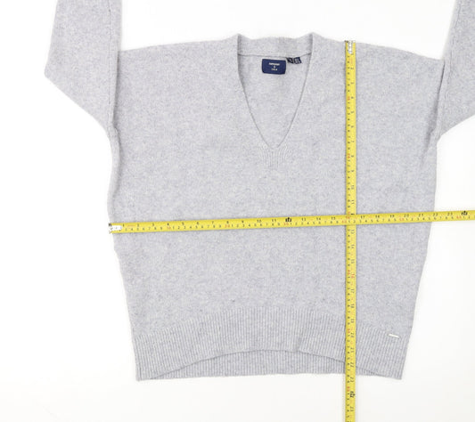 Superdry Women Grey Wool Blend V-Neck Long Sleeve Jumper Size 6