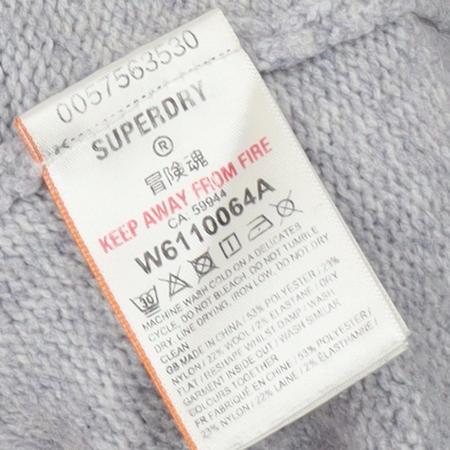 Superdry Women Grey Wool Blend V-Neck Long Sleeve Jumper Size 6