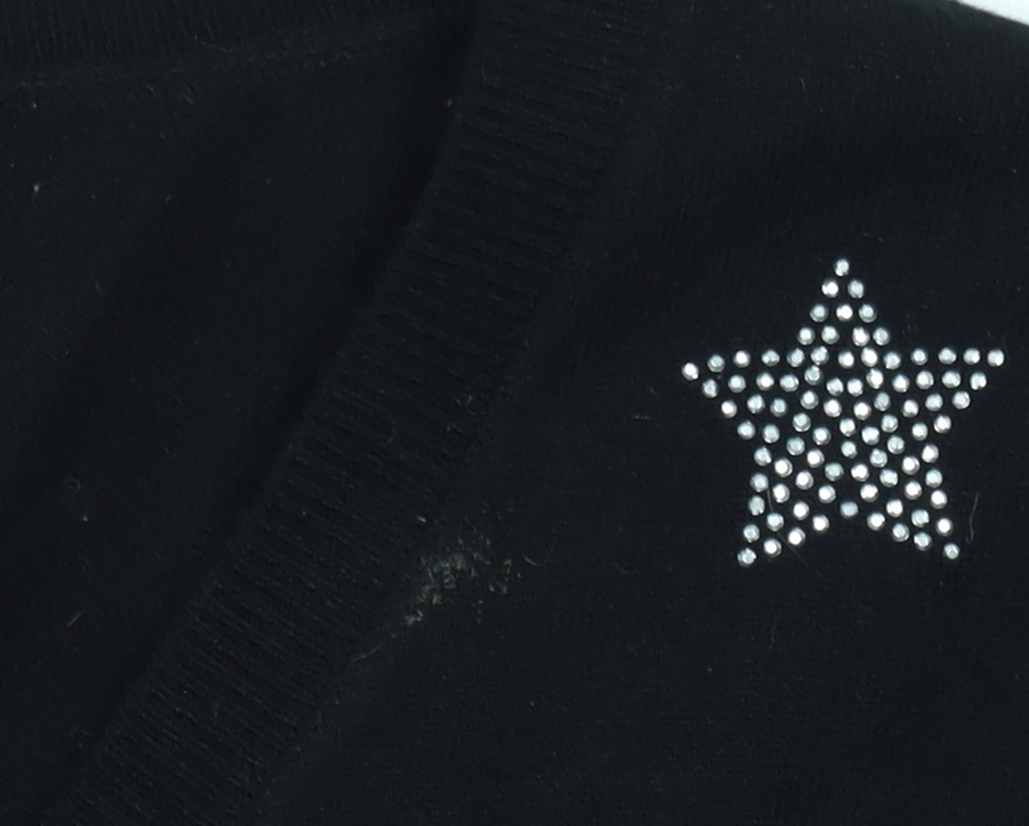 Very Women Black Star Embellished V-Neck Long Sleeve Jumper Size 8