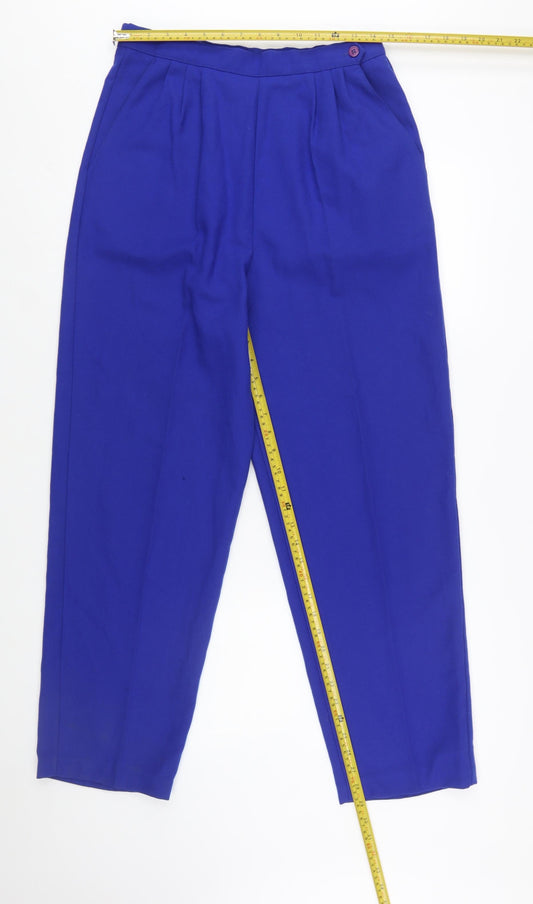 Lucia Womens Blue Tapered Pleated High Rise Trousers Size 12