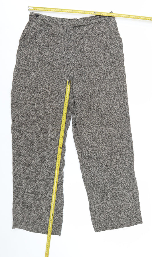 GIANNI Women's Grey Geometric Pleated Trousers Size 12