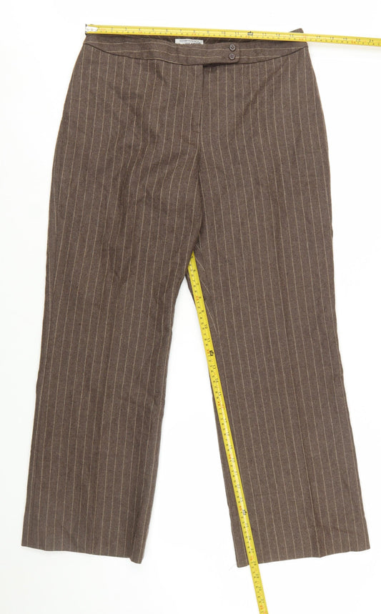 Pendleton Women Brown Wool Pinstripe Dress Pants Size 12 Petite