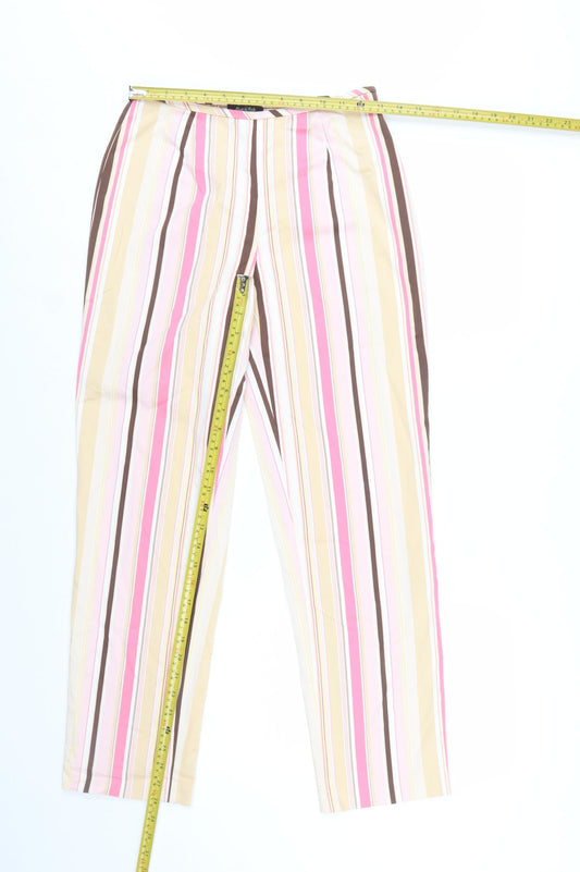 Peck & Peck Women’s Multicoloured Striped Cotton Blend Trousers Size 6