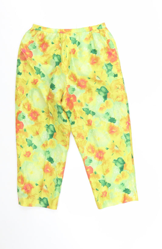 Hervé Benard Women’s Multicoloured Floral Silk Cropped Trousers Size 10