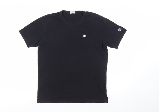 Champion Men's Black Cotton Crew Neck Short Sleeve T-Shirt Size S
