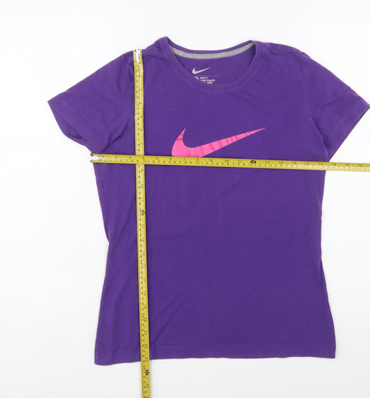 Nike Womens Purple Slim Fit T-Shirt Size L Activewear Top