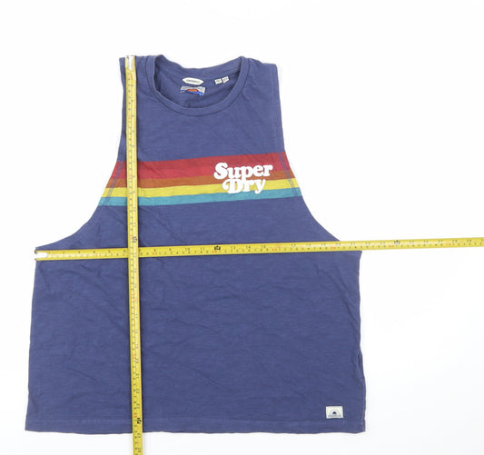 Superdry Women’s Blue Retro Rainbow Tank Top Size 14