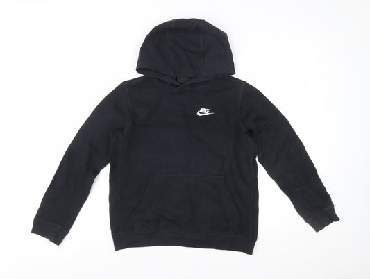 Nike Boys Black Pullover Hoodie Size L 147-158cm Cotton Blend Standard Fit