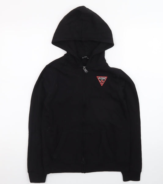 Guess Womens Black Size 12 Full Zip Hoodie Sweatshirt