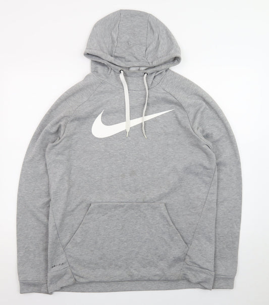 Nike Men's Grey Dri-Fit Pullover Hoodie Size L Sportswear