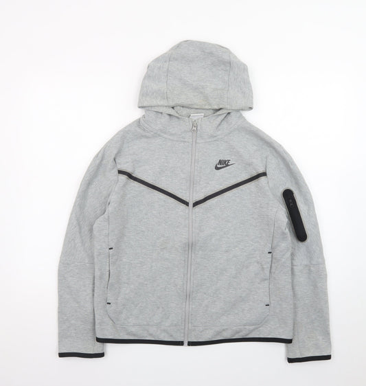 Nike Men's Grey Full Zip Hoodie L Sportswear Lightweight