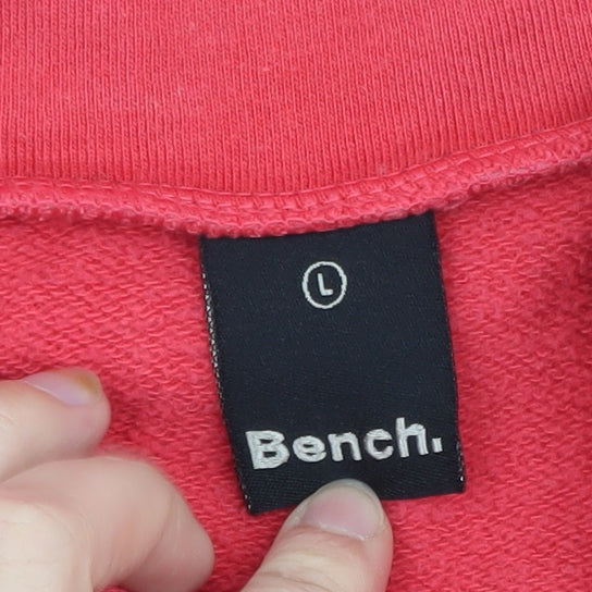 Bench Womens Pink Full Zip Sweatshirt Size L Casual Hoodie Top