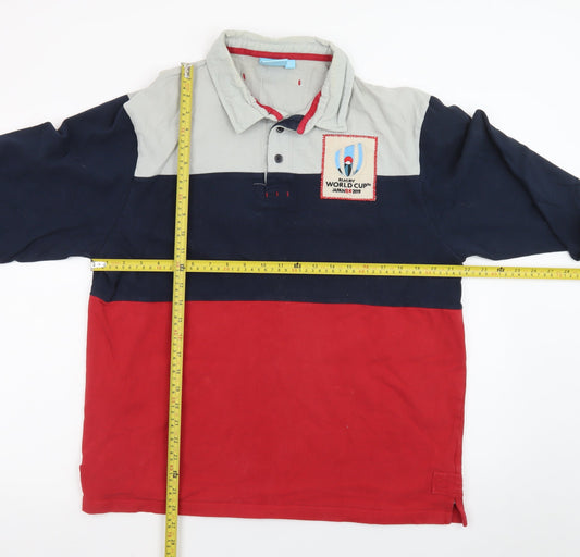 Rugby World Cup 2019 Men’s Navy Red Grey XL Long Sleeve Polo Shirt