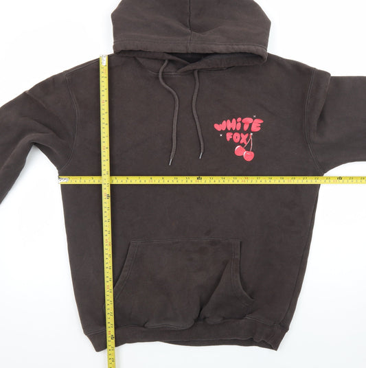 White Fox Women Black Cherry Bomb Pullover Hoodie S/M Cotton Blend