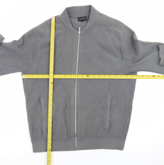 Club Monaco Men's Grey Cotton Blend Bomber Jacket M Casual Zip Up