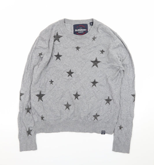Superdry Womens Grey Star Knit Pullover Jumper Size L