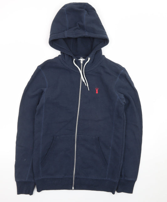 Guess Men’s Blue Full Zip Hoodie Size M Logo Fleece Sweatshirt