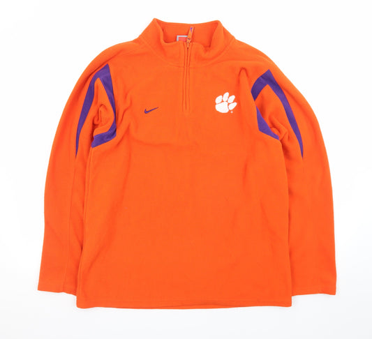 Nike Men's Orange Fleece 1/4 Zip Pullover Sweatshirt L