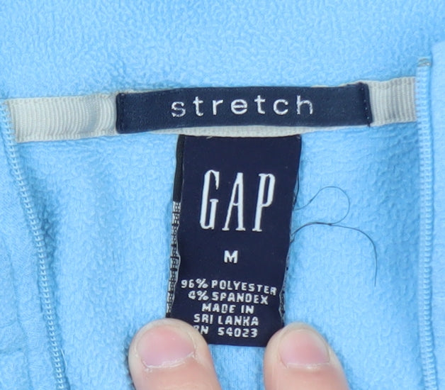 GAP Women Blue Fleece Pullover Sweatshirt M 1/4 Zip Stretch