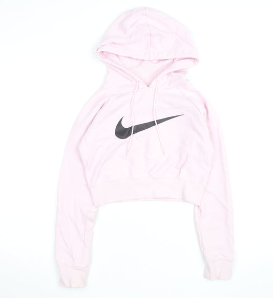 Nike Women's Pink Cropped Pullover Hoodie XS