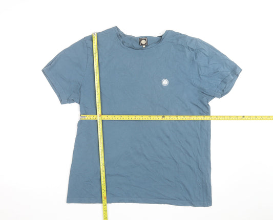 Pretty Green Men's Blue Cotton Crew Neck Short Sleeve T-Shirt L
