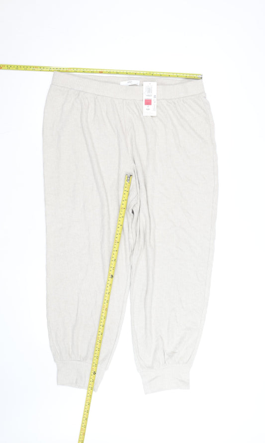 Marks and Spencer Women Beige Large Ribbed Jogger Trousers