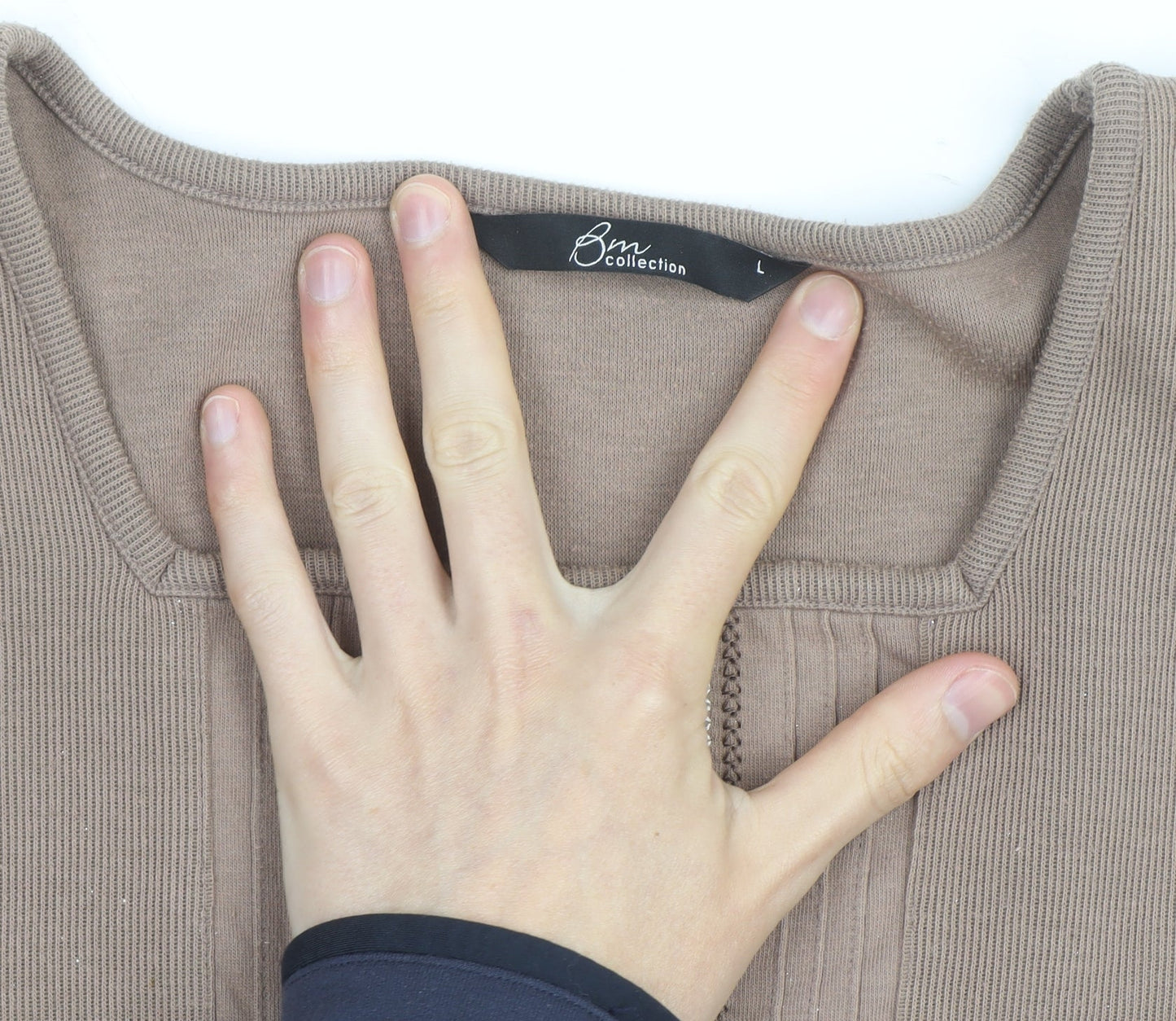 BM Collection Womens Beige Henley Jumper L Long Sleeve Cotton Blend