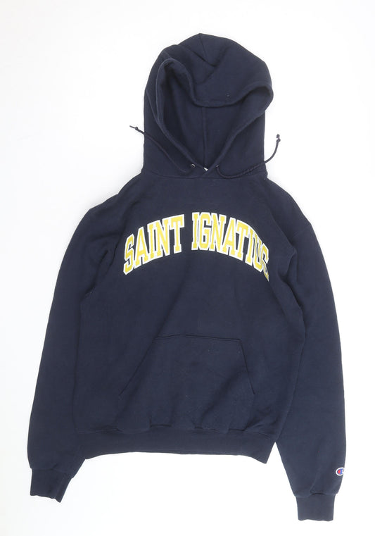 Champion Men's Blue Pullover Hoodie Small Saint Ignatius Graphic