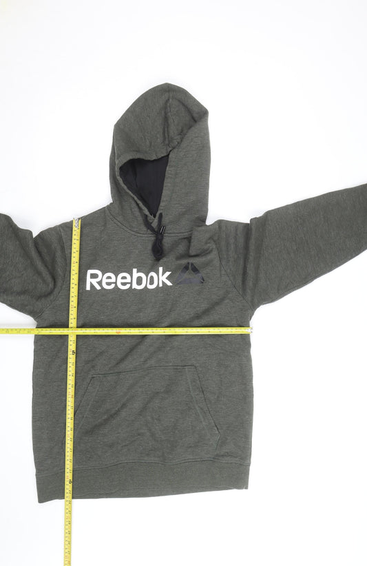 Reebok Mens Green Pullover Hoodie Medium Logo Fleece Sweatshirt