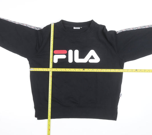 FILA Mens Black L Crew Neck Logo Pullover Sweatshirt