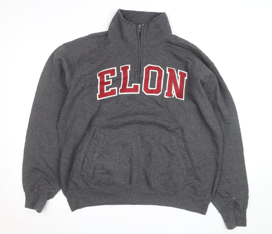 Champion Men’s Grey 1/4 Zip ELON Sweatshirt XL Fleece Pullover