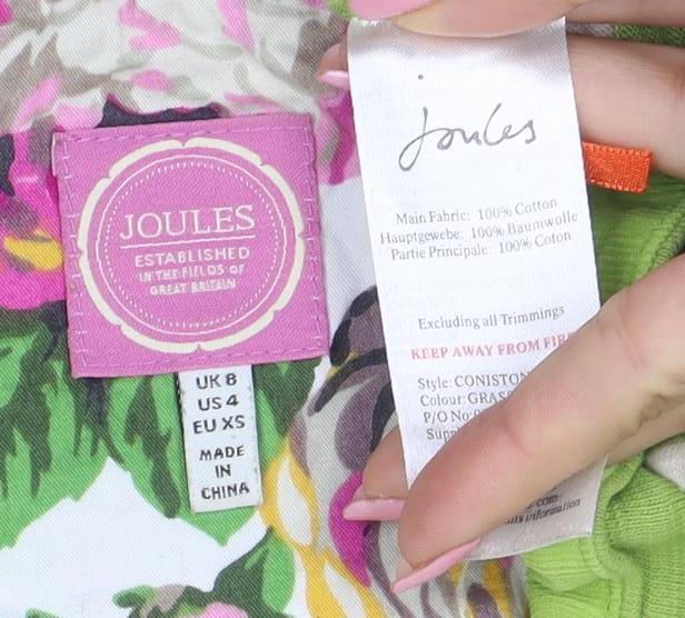 Joules Women's Green Striped Cotton Boat Neck Tunic Top XS