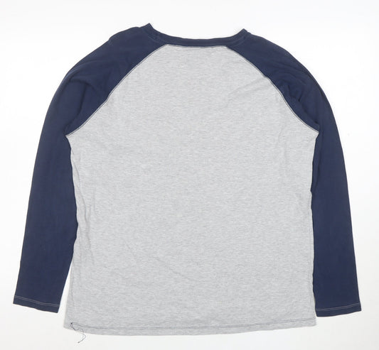 Reebok Men's Grey & Navy Seahawks Long Sleeve Cotton T-Shirt L