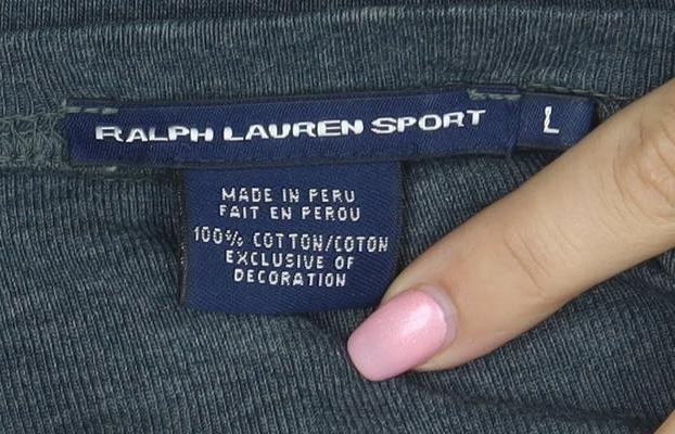 Ralph Lauren Sport Women Grey Long Sleeve Cotton T-Shirt Size L